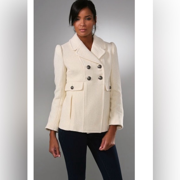 Juicy Couture Cream Ivory Double Breast Peacoat - Picture 1 of 9